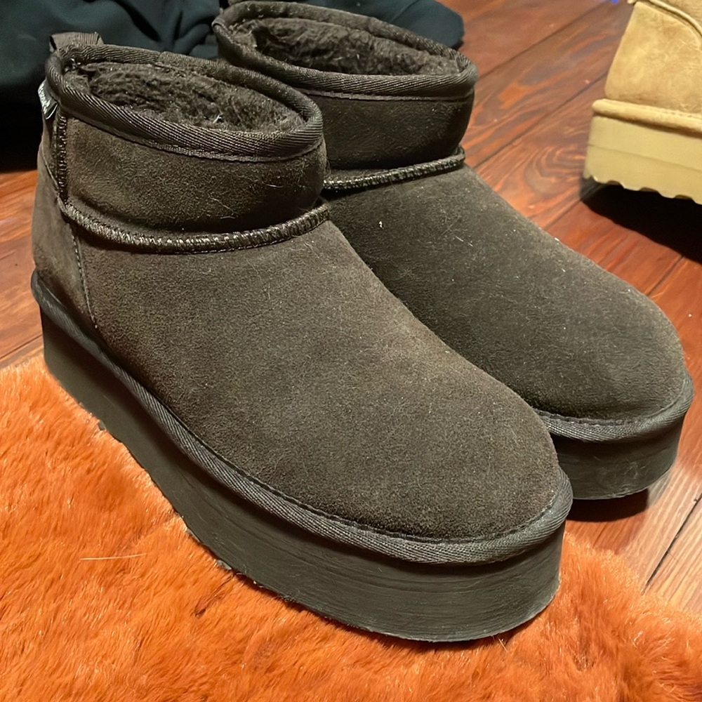 Bearpaw Chocolate Brown Platform Booties Slippers